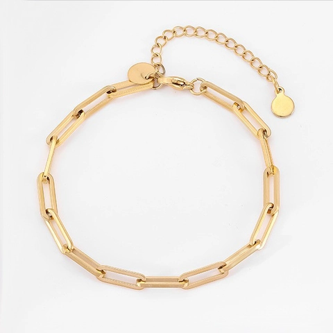 Bracciale A Catena Graffetta Acciaio Inossidabile Placcato Oro 18K Geometrico Minimalismo Gioielli Regolabili Per Donna Uomo
