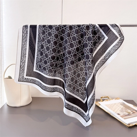 Foulard Carré À Motif Géométrique Aspect Satin Polyester Bandana Léopard Rétro Style Français Femme