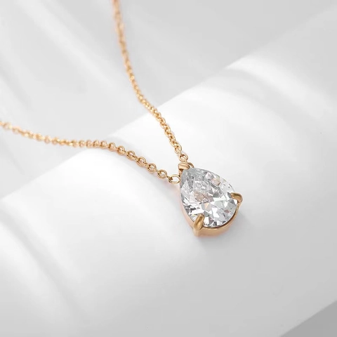 Collana Con Pendente A Goccia Acciaio Inossidabile Zircone Gioielli Raffinati Per Donna Lusso Minimalista Catena A Croce