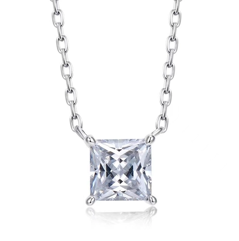 Minimalist Square Zircon Pendant Necklace 18K Gold Plated Stainless Steel Jewelry For Women Elegant Fashion Chain