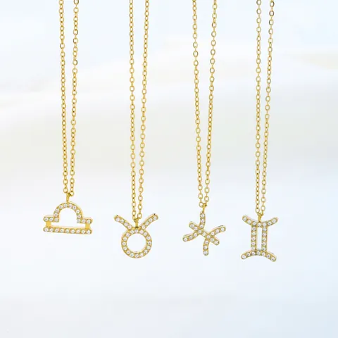 Signo Del Zodiaco Constelación Colgante Collar Acero Inoxidable Minimalista Lujo Circón Incrustado Joyería
