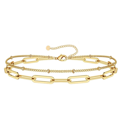 Bracciale Multistrato In Acciaio Inossidabile Da Donna Catena A Graffetta E Perline Ciondolo Moneta Gioiello Regolabile