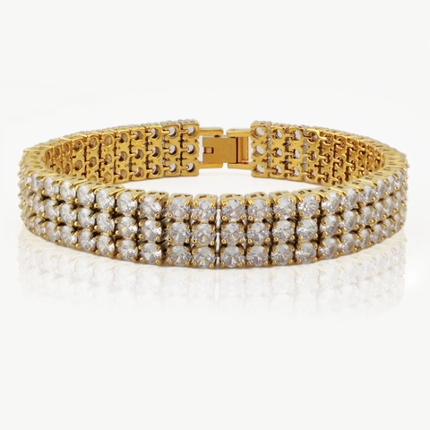 Pulsera De Tenis De Varias Filas Acero Inoxidable Circonita Completa Joyería Moda Hip Hop Para Mujeres Estilo Elegante