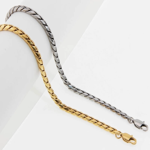 Stainless Steel Bracelet Minimalist Six Sided Polished Flat Chain Unisex Adjustable Bangle INS Trendy Jewelry
