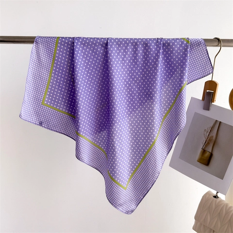 French Style Elegant Polka Dot Satin Square Scarf For Women Soft Polyester Neck Scarf Fashion Headscarf Decorative Bandana