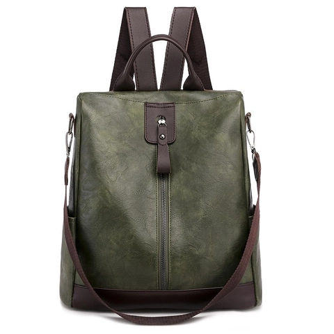 Women Soft PU Leather Backpack Anti-Theft Vintage Large Capacity Travel School Shoulder Bag Multi-Purpose
