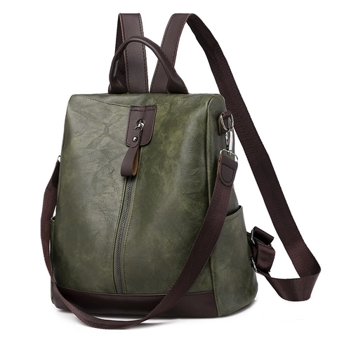 Women Soft PU Leather Backpack Anti-Theft Vintage Large Capacity Travel School Shoulder Bag Multi-Purpose