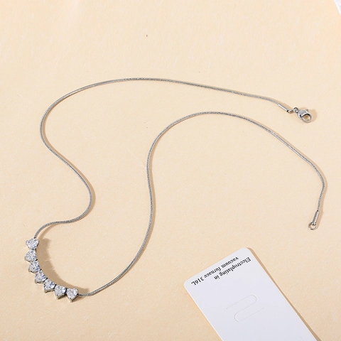 Collana Pendente Zircone A Forma Di Cuore Acciaio Inossidabile 316L Catena A Serpente Gioielli Minimalisti Per Donna