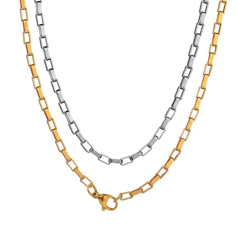 Collar De Cadena De Caja De Acero Inoxidable 304 Pulido Estilo Industrial Minimalista Joyería Geométrica