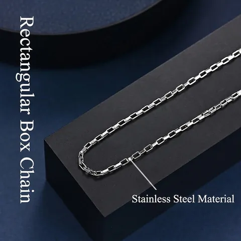 Collar De Cadena De Caja De Acero Inoxidable 304 Pulido Estilo Industrial Minimalista Joyería Geométrica