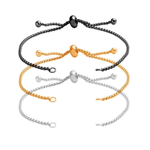 Bracelet En Acier Inoxydable Réglable Minimaliste Chaîne De Boîte Fermoir Bolo Coulissant Bijoux De Mode Pour Hommes Femmes