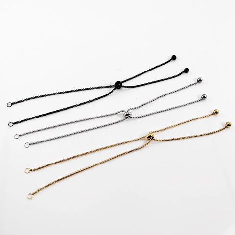 Bracelet En Acier Inoxydable Réglable Minimaliste Chaîne De Boîte Fermoir Bolo Coulissant Bijoux De Mode Pour Hommes Femmes