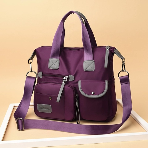 Borsa A Tracolla Da Donna In Nylon Multitasche Impermeabile Casual Borsa A Mano Capiente Leggera