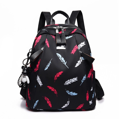 Mochila De Moda Para Mujer Tela Oxford Impermeable Estampada Casual Bolsa De Viaje Antirrobo Exterior