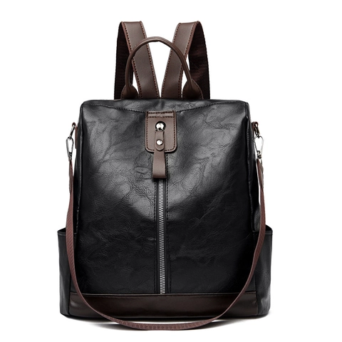Zaino Da Donna In Pelle PU Retro Multifunzionale Antifurto Grande Capacità Borsa A Tracolla Con Presa Per Cuffie
