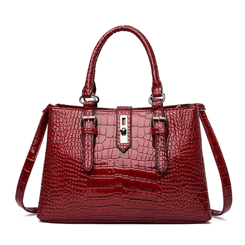 Bolso Mano Mujer Y Cartera Patrón Cocodrilo Cuero PU Gran Capacidad Asa Bolso Hombro Chic Estilo Vintage