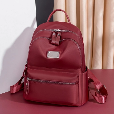 Fashion Women Backpack Oxford Cloth Waterproof Casual Travel School Bag Multi-Pocket Lightweight Solid Color