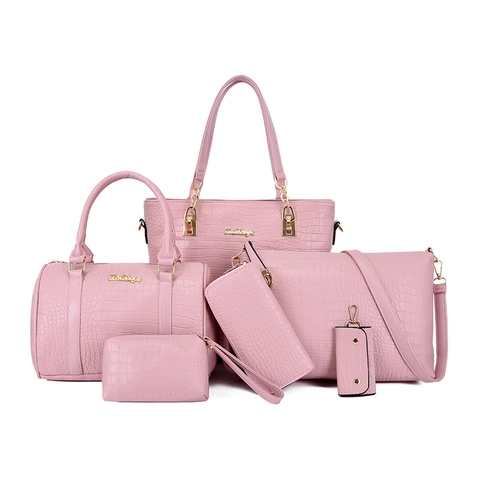 Crocodile Pattern Embossed PU Leather Handbags Tote Shoulder Bag Crossbody Clutch Wallet Key Bag Large Capacity Women