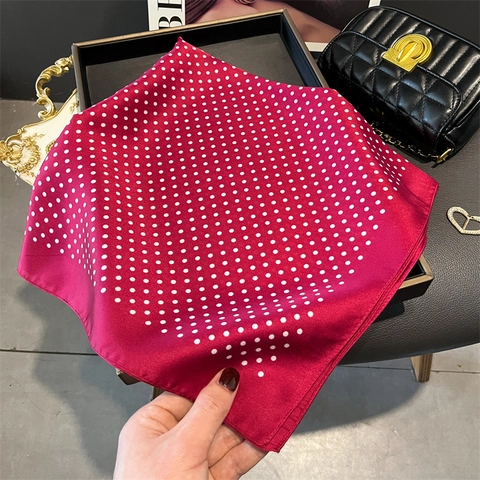 Polka Dot Square Scarf Imitation Satin Polyester Satin Neck Tie Headscarf Elegant French Style Versatile Shawl Women Accessory