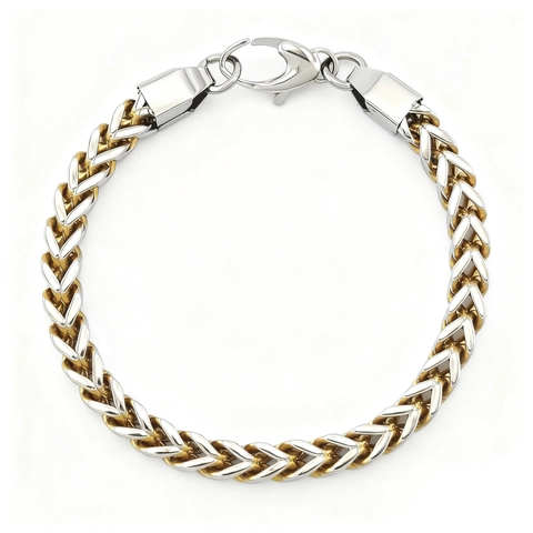 Bracciale Franco Wheat Chain in Acciaio Inossidabile Hip Hop per Uomo Donna 6mm Bracciale a Maglie Geometriche Lucido Gioielli