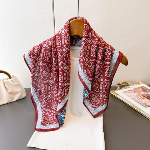 Elegante Sciarpa Quadrata Poliestere Effetto Raso Stampa Leopardata Motivo Auspicato Cinese Doppia Faccia Moda Bandana Sciarpa Da Collo Donna