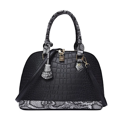 Mode Dames Krokodillenpatroon Shell Handtas PU Leer Slangenprint Patchwork Grote Capaciteit Schoudertas Crossbody