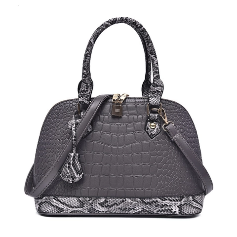 Mode Dames Krokodillenpatroon Shell Handtas PU Leer Slangenprint Patchwork Grote Capaciteit Schoudertas Crossbody