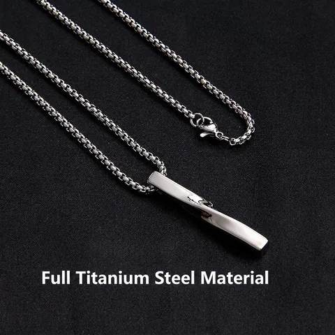 Gedrehter Vertikaler Stab Anhänger Halskette Edelstahl Minimalistischer Geometrischer Hip Hop Schmuck Für Männer