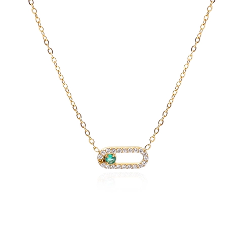 Collana Con Ciondolo Ovale A Croce Geometrica Acciaio Al Titanio Zirconia Cubica Gioielli Da Donna Stile Moderno