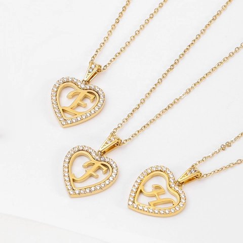 Herz Initialen Kette Edelstahl Zirkonia Inlay Hohlbuchstabe Anhänger Minimalistischer Schmuck Für Damen Herren Geschenk