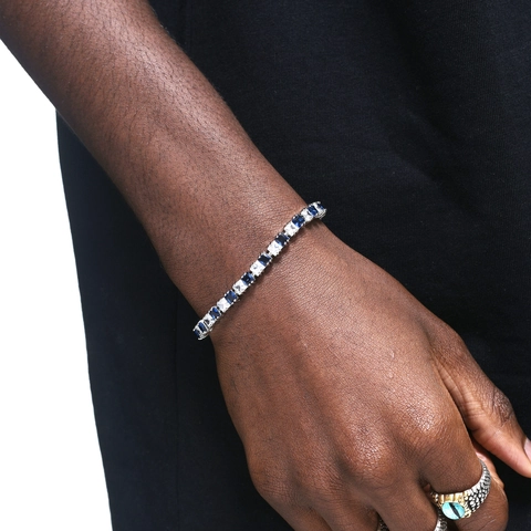 Bracciale Tennis In Zircone Colorato Acciaio Inossidabile Taglio Quadrato Rettangolare Zirconia Gioielli Hip Hop Per Uomini E Donne