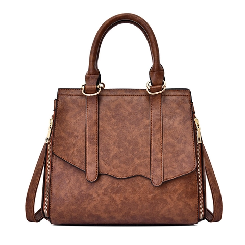 Bolso De Mano Retro Para Mujer Cuir PU Gran Capacidad Vintage Bolso De Hombro Bandoulière Con Cremallera Para Dama