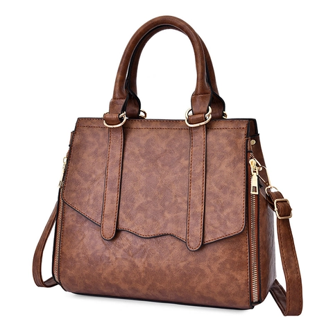 Bolso De Mano Retro Para Mujer Cuir PU Gran Capacidad Vintage Bolso De Hombro Bandoulière Con Cremallera Para Dama