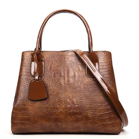 Borsa A Mano Donna Elegante Motivo Coccodrillo Goffrato Pelle PU Grande Capacità Borsa A Spalla Con Manico Moda Tote