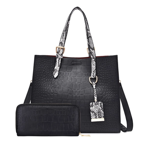 Borse In Pelle PU Con Goffratura Coccodrillo E Manico Con Motivo Serpente Borsa Tote E Portafoglio Lungo Da Donna