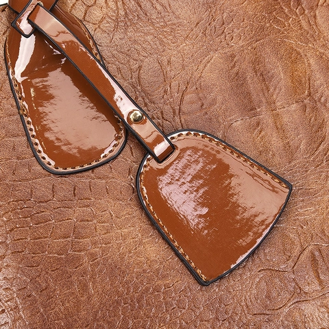 Borsa A Mano Donna Elegante Motivo Coccodrillo Goffrato Pelle PU Grande Capacità Borsa A Spalla Con Manico Moda Tote