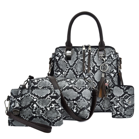 Γυναικεία Τσάντα PU Δέρμα Σχέδιο Φιδιού Python Print Τσάντα Χειρός Χιαστί Πορτοφόλι Μόδα Casual Φούντα Αξεσουάρ