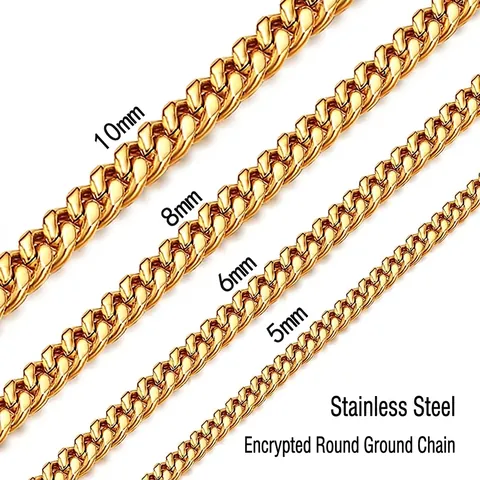 Mens Cuban Link Chain Necklace Titanium Stainless Steel Hip Hop Punk Curb Jewelry For Men Boys