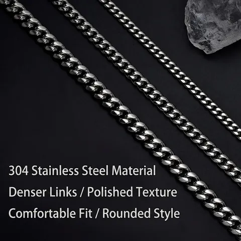 Mens Cuban Link Chain Necklace Titanium Stainless Steel Hip Hop Punk Curb Jewelry For Men Boys