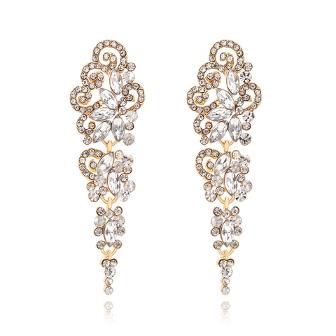 Orecchini Pendenti Lunghi Con Nappine Vintage Con Strass Lucenti Lega Di Zinco Stile Corte Barocco Palazzo Per Donne Matrimonio