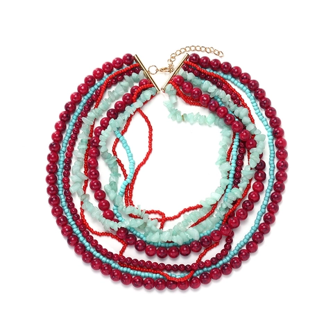 Multi Layer Bohemian Halskette Handgefertigte Perlen Stein Bunte Statement Schmuck Für Damen Verstellbare Kette