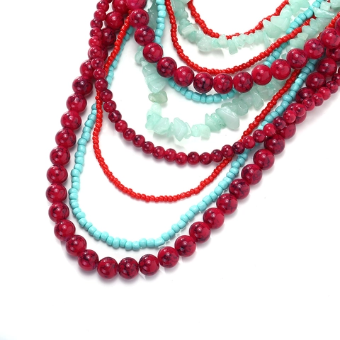 Multi Layer Bohemian Halskette Handgefertigte Perlen Stein Bunte Statement Schmuck Für Damen Verstellbare Kette