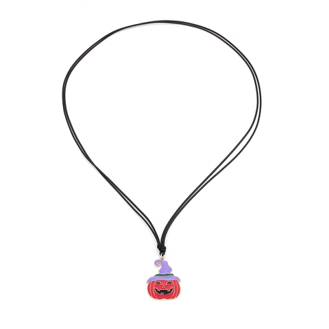 Halloween Pompoen Hanger Ketting Zinklegering Emaille Heksenhoed Retro Partij Sieraden Voor Vrouwen Met Zwart Waskoord