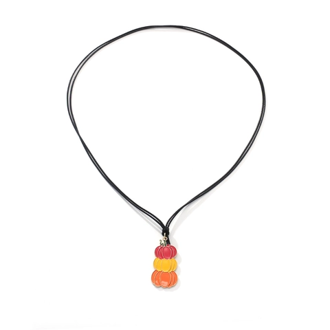 Collar Con Colgante De Calabaza Apilada De Halloween Aleación Esmalte Degradado Colorido Otoño Cuerda De Cera Larga Joyería Mujer