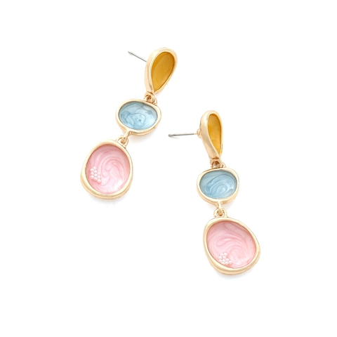 Irregular Geometric Drop Earrings Zinc Alloy Enamel Drip Oil Faux Artificial Pearl Accents Long Dangle Elegant Fashion For Women
