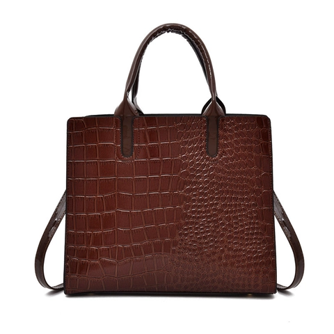 Borsa Donna Tote Motivo Coccodrillo Pelle PU Grande Capacità Elegante Retro Borsa A Spalla Con Tracolla Rimovibile Lucida