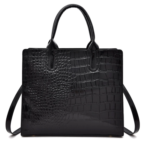 Borsa Donna Tote Motivo Coccodrillo Pelle PU Grande Capacità Elegante Retro Borsa A Spalla Con Tracolla Rimovibile Lucida