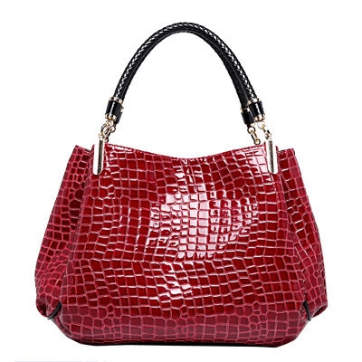 Borsa Da Donna In Pelle PU Lucida Motivo Coccodrillo Goffrato Tote Con Manico Intrecciato Moda Borsa A Spalla