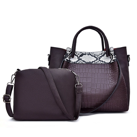 Borsa Tote E Tracolla Donna Pelle PU Motivo Coccodrillo Serpente Grande Capacità Elegante Borsa A Spalla Versatile