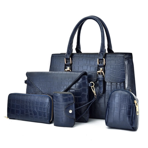 Crocodile Embossed PU Leather Handbag Shoulder Tote Crossbody Envelope Bag Long Wallet Card Holder For Women